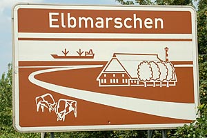 Touristisches Hinweisschild A23 Elbmarschen