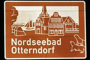 Touristisches Hinweisschild A27 Nordseebad Otterndorf