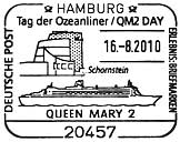 Sonderstempel vom 16.8.2010 Hamburg Tag der Ozeanliner / QM2-Day