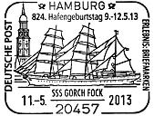 Sonderstempel vom 11.5.2013 824. Hafengeburtstag 9.-12.5.13