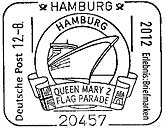 Sonderstempel vom 12.08.2012 Hamburg Queen Mary 2 Flag Parade