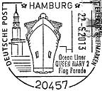 Sonderstempel vom 22.06.2013 Hamburg Queen Mary 2 Flag Parade
