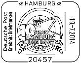 Sonderstempel vom 19.07.2014 Hamburg 10 Years Hamburg Queen Mary 2