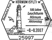 Sonderstemepl vom 8.8.2007 Hörnum (Sylt) Aktionstag 100 Jahre Leuchtturm Hörnum
