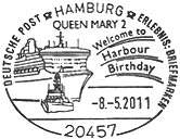 Sonderstempel vom 8.5.2011 Queen Mary 2 Besuch zum Hafengeburtstag