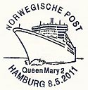 Sonderstempel vom 8.5.2011 Queen Mary 2 der norwegischen Post